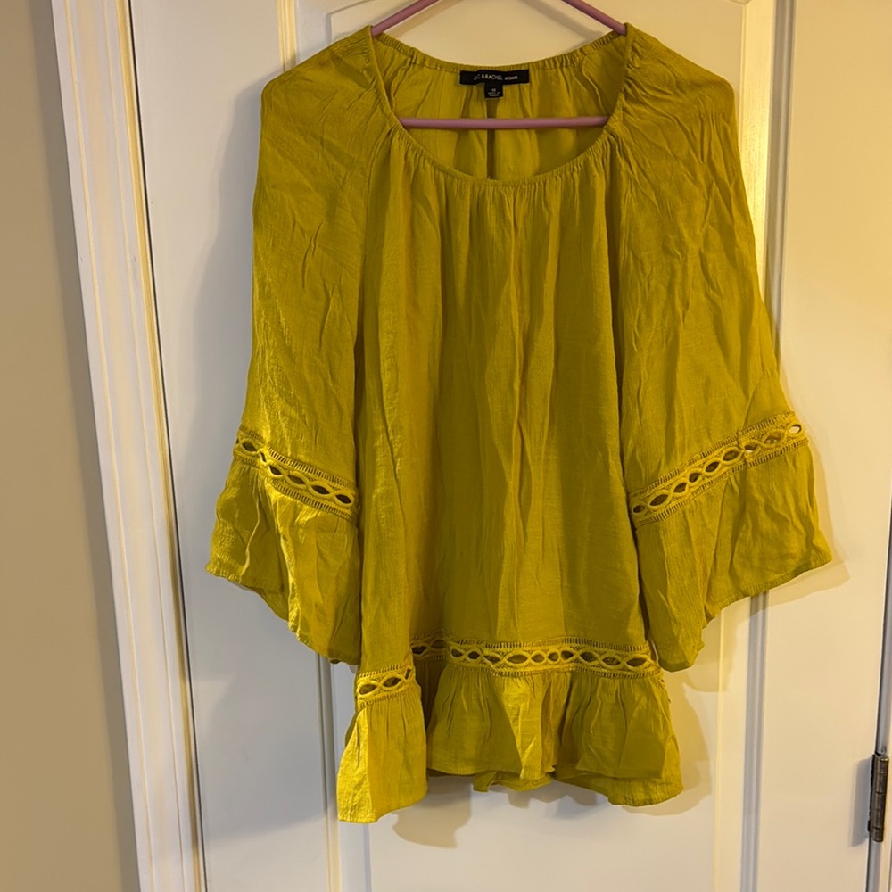 Zac & Rachel Yellow Flutter Sleeve Blouse